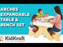 Bedroom^KidKraft Arches Expandable Table & Bench Set - White